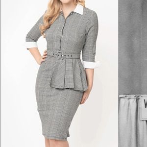I Love Lucy x Unique Vintage Houndstooth TV Star Pencil Dress